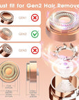 Replacement Heads for Flawless Facial Hair Remover, Gen 2 Replacement Blades Compatible with Finishing Touch Flawless Hair Removal, 18K Gold Painless Razor Head for Women（6 Pack）
