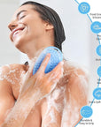 2 Pack Silicone Body Scrubber for Shower, Soft & Gentle Loofah Alternative for Sensitive Skin, Quick-Drying & Hygienic Body Wash Scrubber Brush for Women, Men & Kids (Blue & Pink)