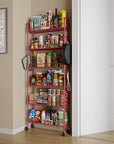 Slim Rolling Storage Cart 6 Tier, Metal Kitchen Rolling Utility Cart with Lockable Wheels for Kitchen, Bathroom, Office, Laundry Room, Small Narrow Spaces (Red 6 Inches)