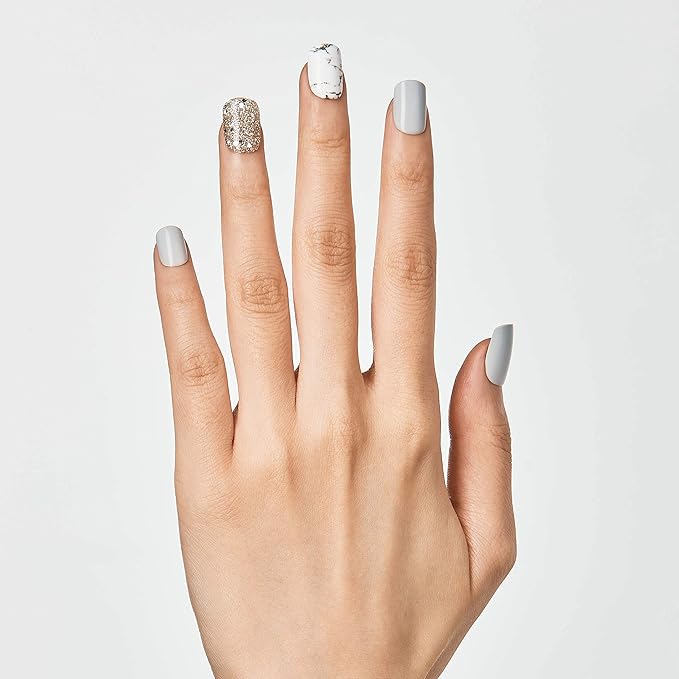 imPRESS Design, Press On Nails, Knock Out, Gray, Short, Size, Squoval, Shape, Includes 30 Nails, Prep Pad, Instructions Sheet, 1 Manicure Stick, 1 Mini File