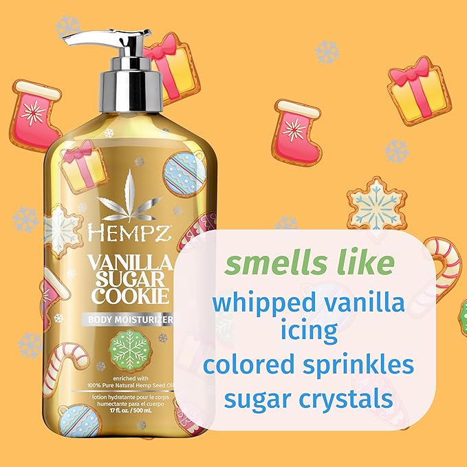 Hempz NEW Vanilla Sugar Cookie Body Moisturizer, Body Lotion, Fall Skin Care for Men & Women, Limited Edition, 17 fl.oz.