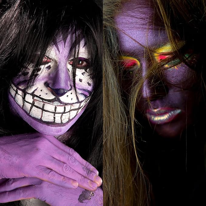 Purple Face Body Paint Stick, Eye Black Stick for Sports, Waterproof Full-Coverage Purple Face Makeup for Halloween Ursula Witch Cheshire Cat Cosplay Makeup