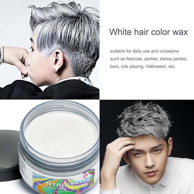 Temporary White Hair Color Wax,Natural Hair Spray Color Washable For Kids Women Men For Dark Light Hair Hairstyle Cosplay Halloween Party Christmas Diy Hairstyle