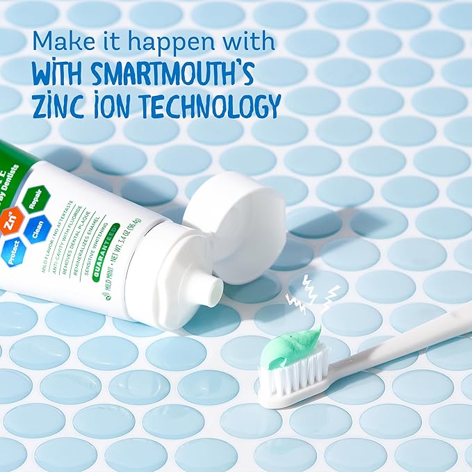 SmartMouth Premium Zinc Ion Toothpaste, Cavity, Enamel, and Plaque Help, Mild Mint, 3.4 oz, 3 Pack
