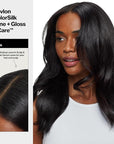 Revlon ColorSilk Tone + Gloss + Care Demi Permanent Hair Color, Dye Kit with Leave-In Scalp and Haircare Serum, 2x Shinier, 4x Stronger, 1 Black, 4.5 fl oz