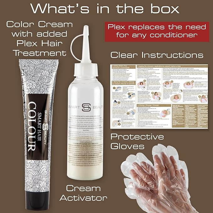 Smart Beauty Espresso Brown Hair Dye Permanent with Plex Anti-Breakage Technology that Protects Rebuilds Restores Hair Structure, Permanent Hair Colour, Brown Hair Dye, Vegan, Cruelty Free