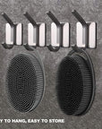 2 Pack Silicone Body Scrubber, Loofah Double-Sided Body Brush,Shower Scrubber and Scalp Massager Shampoo Brush for Sensitive Kids Women Men All Kinds of Skin (Black & Gray)
