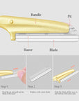 ennva Eyebrow Razor for Women - Eyebrow Trimmer Dermaplaning Tool- Ergonomic Eyebrow Shaper and Facial Razor for Peach Fuzz-Exfoliating Face Razor for Eyebrows-Eye Brow Shaver Razors w/ 7 Blades- Gold