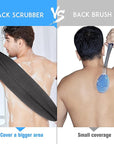 Evridwear Exfoliating Back Scrubber with Handles Two Sides for Body Shower Deep Cleans Skin Massages Invigorating Blood Circulation Men Women One Size (Gray)