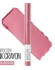 Maybelline Super Stay Ink Crayon Lipstick Makeup, Precision Tip Matte Lip Crayon with Built-in Sharpener, Longwear Up To 8Hrs, Seek Adventure, Warm Pink, 1 Count