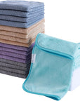 Cosy Family 24 Pack Soft Washcloths Set - 12 x 12 inches, Quick Drying - Highly Absorbent Coral Velvet Fingertip Towel Bathroom Wash Clothes for Bath, Spa, Facial, Kitchen - Warm Color
