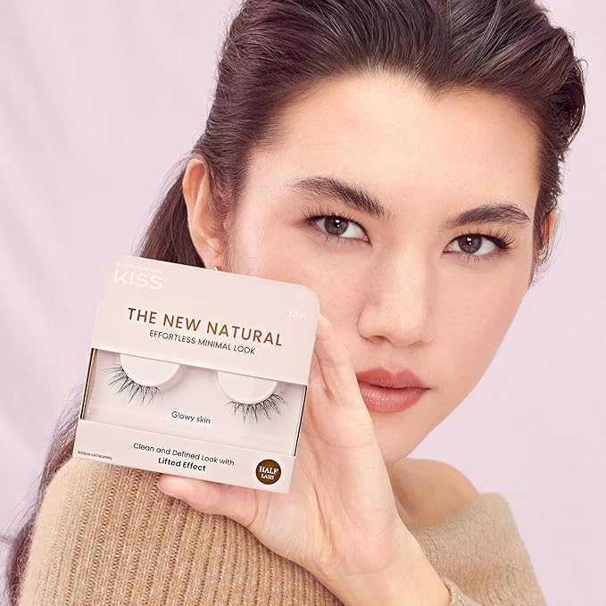 KISS The New Natural Effortless Minimal Look False Eyelashes 12mm, Half Strip Lash Single Pack, NNH01, 1 Pair