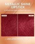 MAKI YIKA Dark Red Lipstick for Women Metallic Lipsticks Glitter Long Lasting Lipstick No Smudge No Transfer Liquid Pink Lip Gloss (BR011 Pure Envy)