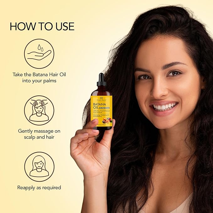 Botanic Hearth 100% Pure Batana Oil For Hair Growth | Infused with Batana Kemel Oil | Hair Oil Repairs Dry Damaged Hair, Strengthening, Healthier - Hair Tonic, 4.0 fl oz (pack of 2)