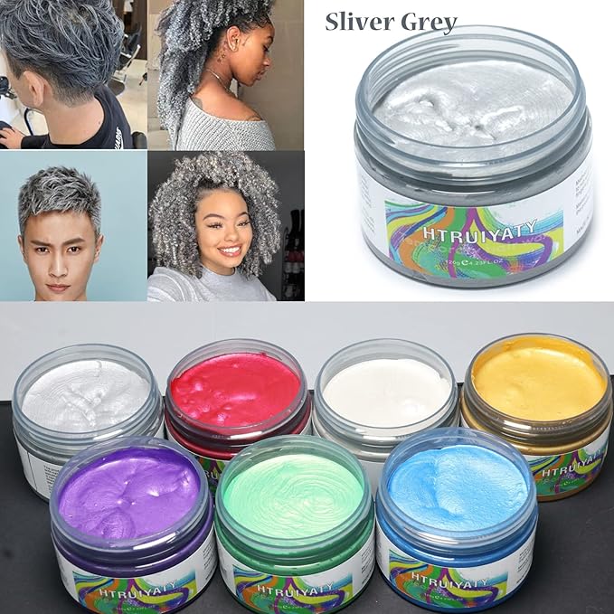 Temporary Grey Hair Color Wax,Natural Hair Spray Color Washable For Kids Women Men For Dark Light Hair Hairstyle Cosplay Halloween Party Christmas Diy Hairstyle