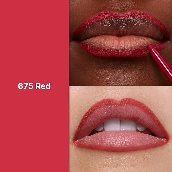 Revlon Colorstay Lip Liner Makeup with Built-In Sharpener, Longwear Rich Colors, Smooth Application, 675 Red, 0.01 oz
