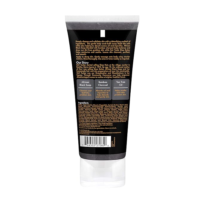 SheaMoisture African black soap bamboo charcoal body scrub exfoliate, 6 Ounce