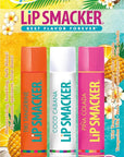 Lip Smackers Flavored Lip Balm Tropical Fever - Moisturizing, Soothing Trio Tiki Tangerine, Coco Cabana, & Pina Colada