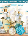 Spa Gift Baskets For Women - Luxury Bath Set With Jasmine & Lavender - Spa Kit Includes Body Wash, Bubble Bath, Lotion, Bath Salts, Body Scrub, Body Spray, Shower Puff, and Towel