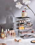 Sorbus Acrylic Makeup Organizer Set, 7-Drawer Vanity & Countertop Cosmetic Storage with Small & Wide Compartments, CLear Makeup Storage for Brushes, Jewelry – Holiday Gift for Women & Teens