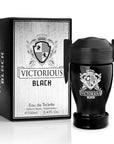 Victorious Black for Men Eau De Toilette 3.4 Fl Oz- Top Notes of Juicy Mandarin Orange & Grapefruit Blended with Sea Notes Base Notes of Ambergris, Guaiac Wood, Patchouli & Moss Elegant 100ml Bottle