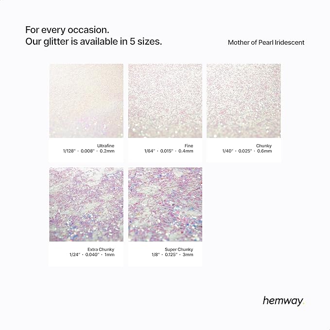 Hemway Eco Friendly Biodegradable Glitter 100g / 3.5oz Bio Cosmetic Safe Sparkle Vegan For Face, Eyeshadow, Body, Hair, Nail And Festival - Ultrafine (1/128" 0.008" 0.2mm) - Mother of Pearl Iridescent