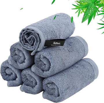 Wash Cloths 6 Pack, Reusable Makeup Remover Cloths, Super Soft and Gentle Face Towel for Sensitive Skin, 10x10 inch Small Face Washcloths, Easy to Rinse Quick Dry Slate Blue Facial Cleansing Cloths