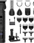 Beard Trimmer for Men Professional Mens Beard Grooming Kit T-Blade Trimmer Electric Shaver Razor Nose Body Trimmer Hair Cutting Kit Cordless 7 in 1 Black