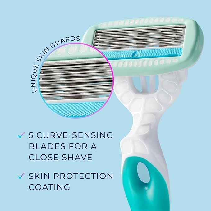 Schick Hydro Silk Sensitive Women's Disposable Razors, 3ct | 5-Blade Disposable Razors for Women Sensitive Skin | Travel Razor for Women