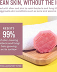 Sud Scrub® Antimicrobial Silicone Face Scrubber, 1 Pack, Gentle Face Exfoliator for Sensitive Skin, Eco Friendly Facial Cleansing Brush, Exfoliating Face Brush for Men and Women (Pink)