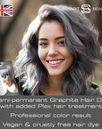 Metallic Graphite Gray Hair Dye Demi-Permanent, Grey Toner for Bleached Hair, Anti-Breakage Plex Hair Care, Vegan & Cruelty-Free, 100% Gray Coverage, Silver Hair Color by Smart Beauty