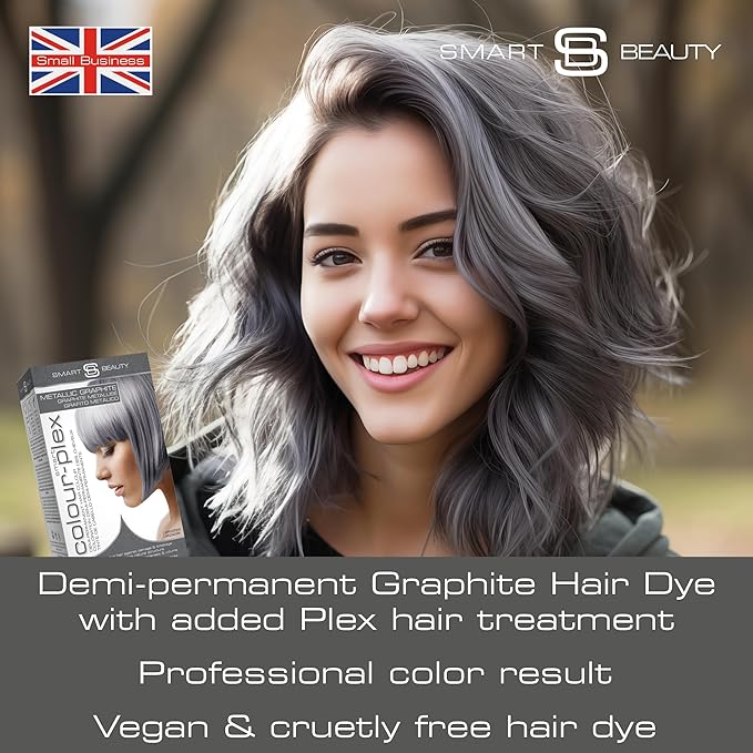 Metallic Graphite Gray Hair Dye Demi-Permanent, Grey Toner for Bleached Hair, Anti-Breakage Plex Hair Care, Vegan & Cruelty-Free, 100% Gray Coverage, Silver Hair Color by Smart Beauty