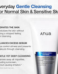 Anua Hydrating Gentle Foaming Cleanser, Hyaluronic Acid, Glycerin, Zinc, Panthenol, Korean Face Wash for Dry Skin, for Double Cleansing, Korean Skincare (150ml/5.07fl oz.)