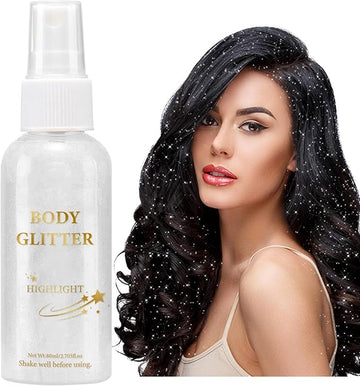 MAEPEOR Body Glitter Spray 4 Colors Quick-Drying and Non-Sticky Body Glitter Spray Moisturizing Bronze Body Shimmer for Face Hair Body (80ML, 11)