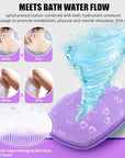 Zinc Infused Silicone Body Scrubber for Shower,Food-Grade Handheld Cleansing Skin Brush, Gentle Exfoliating and Lather Well - Purple