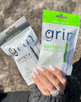 Grin Charcoal Infused Softstx, Gentle Dental Picks, 90 Count, Soft Flexible Bristles, Textured Plaque Removing Toothpick, Minty Flavor, for Between Teeth, Refillable Hygienic Case