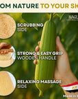 Premium 2 in 1 Egyptian 100% Natural loofah with Handle Back Scrubber for Shower and Massage exfoliating Body Scrubber for Women and Men Back Scratcher washers for Shower loofa Clean Your Back Deeply