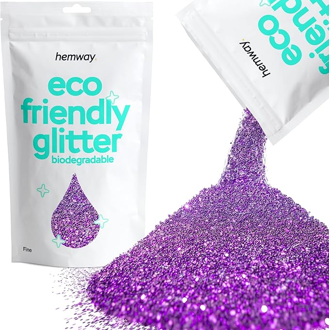 Hemway Eco Friendly Biodegradable Glitter 100g / 3.5oz Bio Cosmetic Safe Sparkle Vegan for Face, Eyeshadow, Body, Hair, Nail and Festival Makeup, Craft - Fine (1/64" 0.015" 0.4mm) - Purple
