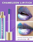 Maydear Chameleon Lipstick, High Pigmented for Women Metallic Shine Lip Gloss, Full-Coverage Multichrome Long Lasting Rainbow Makeup, Blue Purple