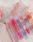 2Pcs Plumping Lip Gloss, Lustrous Dewy Finish Moisturizing Shimmer Color Changing Lip Stain Tinted Lip Balm Long Lasting Nourishing Reduce Lips Lines Plumping Serum Lip Oil Care