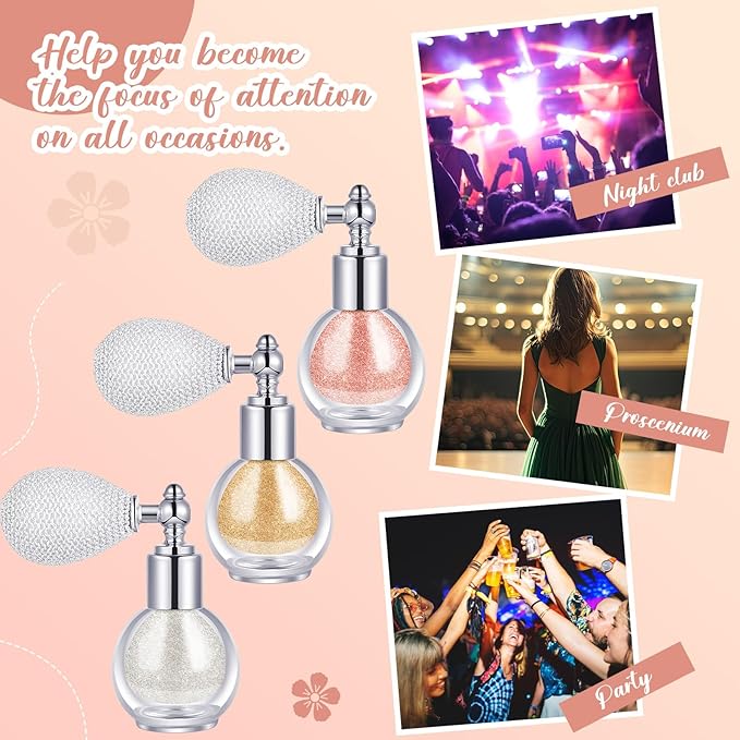 3 Pcs Glitter Spray for Hair and Body,