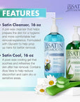 SATIN SMOOTH Pre Wax Cleanser & Aloe Vera Post Wax Cooling Gel Duo - Hair Removal Prep and Aftercare Kit, 16 oz
