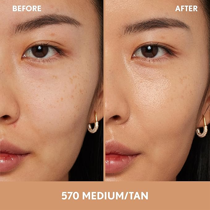 COVERGIRL Clean Fresh Nourishing Skin Tint, 570 Medium/Tan, Liquid Foundation, Dewy Finish, Infused with Coconut & Aloe, Vegan Formula