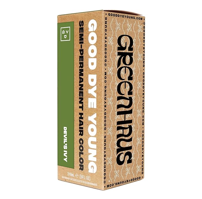 Good Dye Young Semi-Permanent Hair Color, Vegan and Cruelty-Free Green Hair Dye, Last up to 24 Washes, Non-Damaging Conditioning Hair Color (5FL OZ, Devil's Ivy)