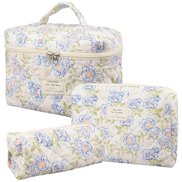 Makeup bag, quilted makeup bag,large