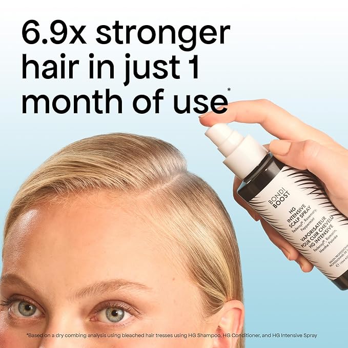 BONDIBOOST Intensive Thickening Spray [4.23 fl oz], Daily Leave In Hair Treatment to Reduce Hair Loss, Lightweight Mist for Thinning Hair + Density for Men & Women, Rosemary & Tea Tree Formula