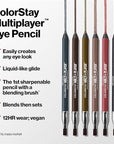 REVLON ColorStay Multiplayer Liquid-Glide Eye Pencil, Multi-Use Makeup With Blending Brush, Blends Then Sets, Creamy Texture, Waterproof, Smudge-proof, Longwearing, 402 High Stakes, 0.03 Oz