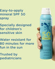 Blue Lizard Kids Mineral Sunscreen Spray SPF 50+, Brand, Broad-Spectrum UVA/UVB Protection, Water-Resistant, Zinc Oxide Formula, 5 fl oz