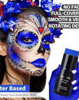 Go Ho Royal Blue Face Body Paint Stick,Easily Washable Formula Face Paint Stick,Non-toxic Full-coverage Cream Blue Body Paint for Halloween Cosplay SFX Mystique Smurf Clown Makeup