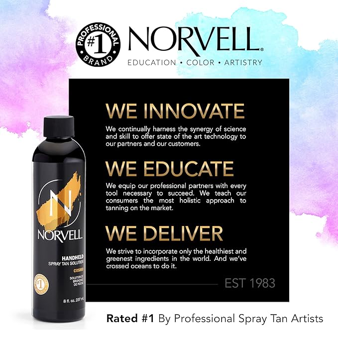 Norvell Spray Tan Solution Cosmo 8 fl oz – Professional Sunless Tanning Formula With a Blend of Warm Brown & Cool Violet Brown Undertones, Long Lasting Handheld Self Tanning Spray